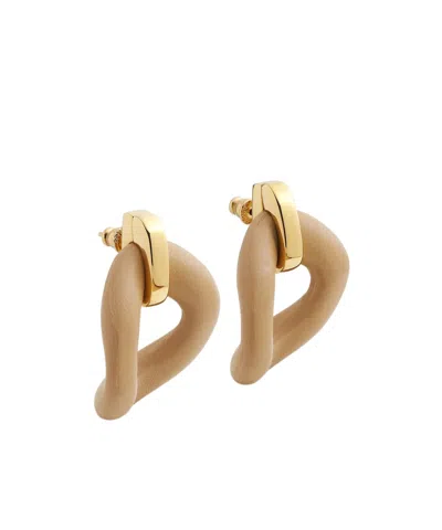 Fendi Beige Leather Earrings In Light Brown