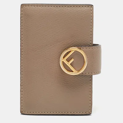 Pre-owned Fendi Beige Leather Ff Accordion Card Case