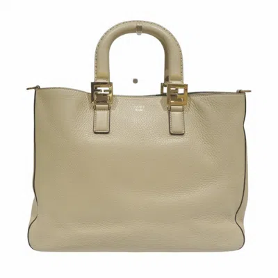 Pre-owned Fendi Beige Leather Handbag Tote Bag ()