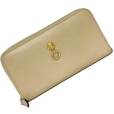 Pre-owned Fendi Beige Leather Long Wallet (bi-fold) ()