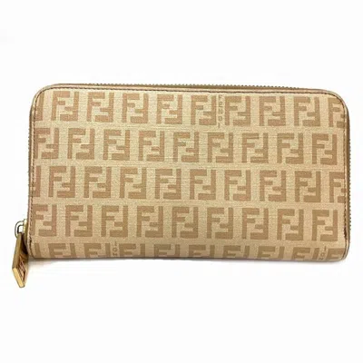 Pre-owned Fendi Beige Leather Long Wallet (bi-fold) ()