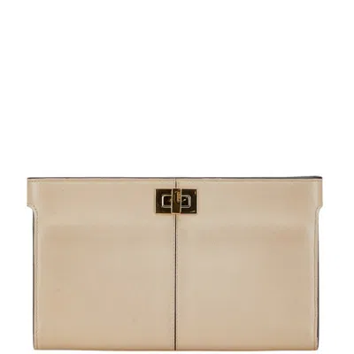 Pre-owned Fendi Beige Leather Long Wallet (bi-fold) () In Sand