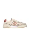 Fendi Modern Contrast Panel Sneakers With Perforated Design In Brown