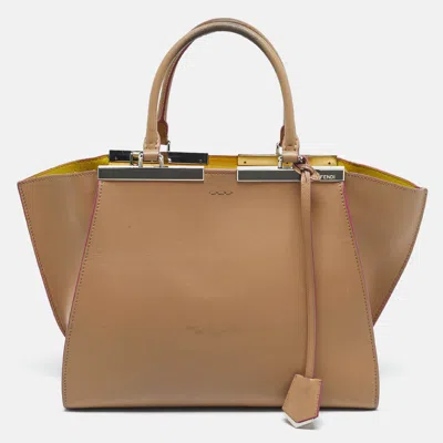 Pre-owned Fendi Beige Leather Medium 3jours Tote In Sand