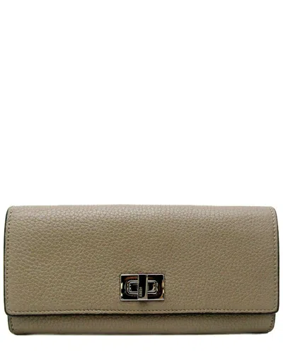Fendi Beige Leather Wallet (authentic Pre-loved) In Neutral