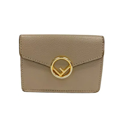 Pre-owned Fendi Beige Leather Wallet (tri-fold) ()