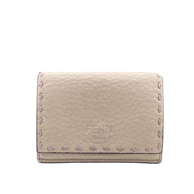 Pre-owned Fendi Beige Leather Wallet (tri-fold) () In Sand