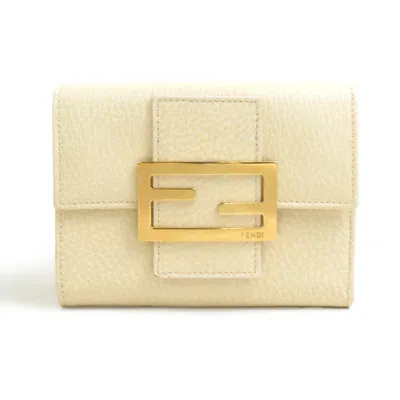 Pre-owned Fendi Beige Leather Wallet (tri-fold) ()