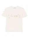 Fendi Beige Cotton And Linen T-shirt With Logo In Neutral
