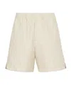 Fendi Jacquard Linen And Cotton Bermuda Shorts With All-over Ff Motif In Neutral