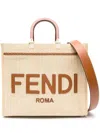 FENDI BEIGE LOGO PATCH TOTE BAG