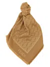 Fendi Ff Jacquard Pattern Silk-wool Blend Shawl In Brown