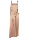Fendi Square Neck Satin Maxi Dress In Beige