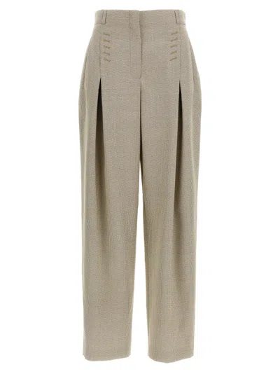FENDI BEIGE MICRO CHECK TROUSERS