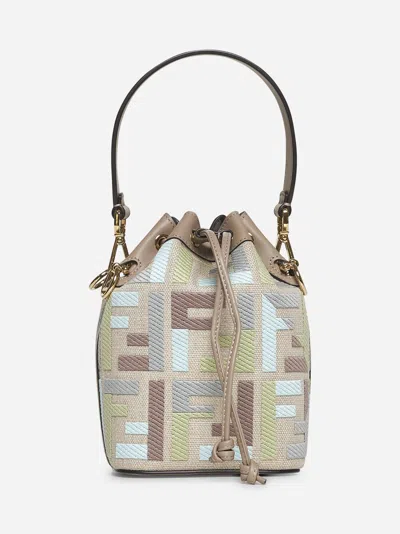 Fendi Monogram Bucket Bag Adjustable Strap In Beige