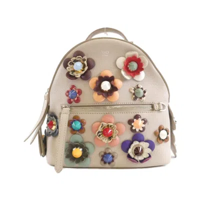 Pre-owned Fendi Beige Multi-color Leather Backpack ()
