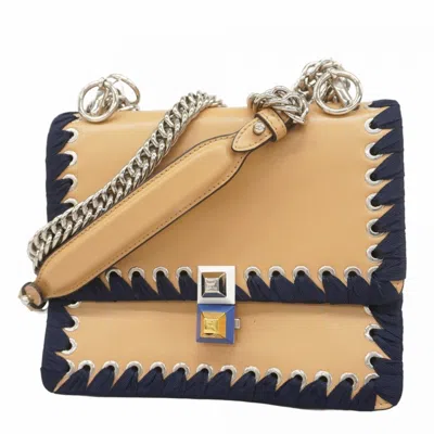 Pre-owned Fendi Beige Navy Leather Shoulder Bag ()