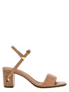 Fendi Heeled Sandals With Open Toe And Buckle In Beige