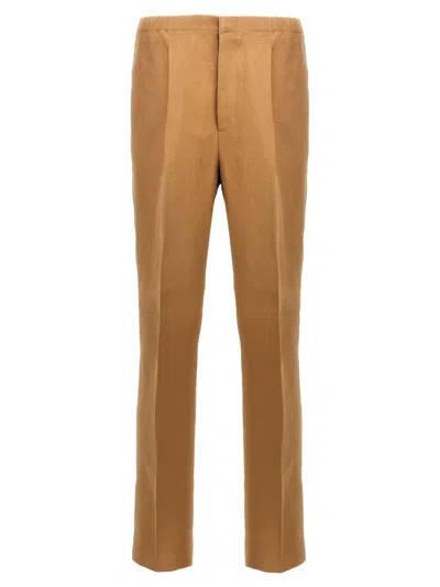 FENDI BEIGE PAPER CANVAS PANTS