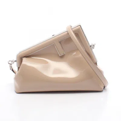 Pre-owned Fendi Beige Patent Leather Shoulder Bag () In Sand