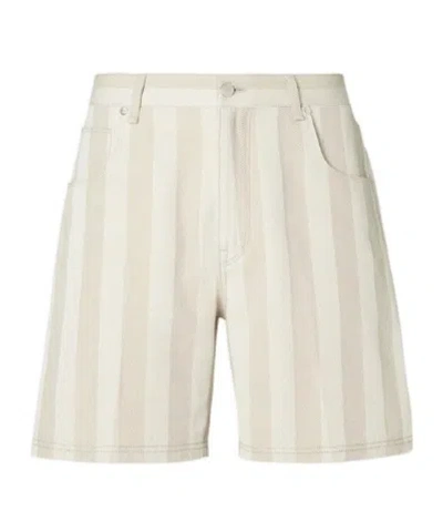Fendi Beige Pequin Denim Shorts In White