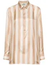 Fendi Beige Pequin-stripe Silk Shirt In Beige