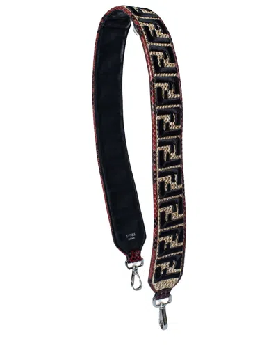 Pre-owned Fendi Beige Raffia & Python Shoulder Strap (authentic Pre-loved)