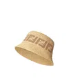 Fendi Beige Raffia Bucket Hat In Neutral