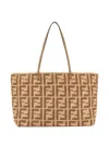 Fendi Borsa Shopping Roll Grande In Paglia Ricamata Donna