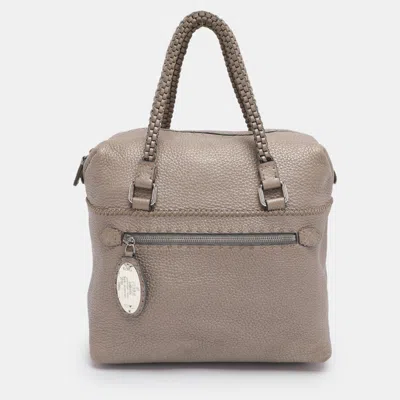 Pre-owned Fendi Beige Selleria Leather Satchel In Sand