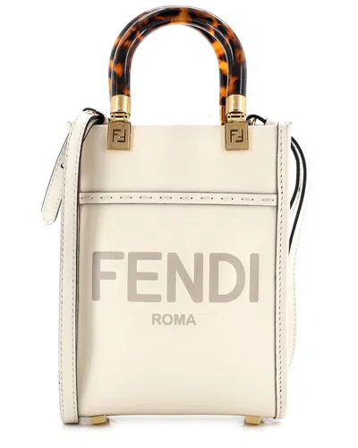 Fendi Beige Sheep Leather Sunshine Shopper Tote Mini (authentic Pre-loved) In Neutral