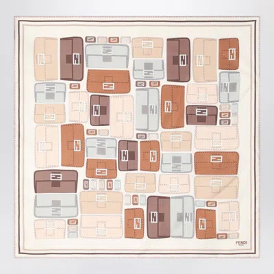 Fendi Beige Silk Foulard Baguette Women In Cream