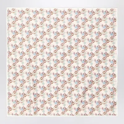 Fendi Beige Silk Foulard With Ff Logo Women In Cream