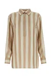 Fendi Pequin-stripe Silk Shirt In Beige