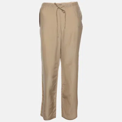 Pre-owned Fendi Beige Silk Trouser M