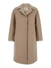 Fendi Beige Single-breasted Reversible Coat In Wool Blend Woman In Multicolor
