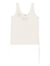Fendi Sleeveless Embroidered Scoop Neck Top In White