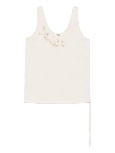 FENDI BEIGE SLEEVELESS TOP