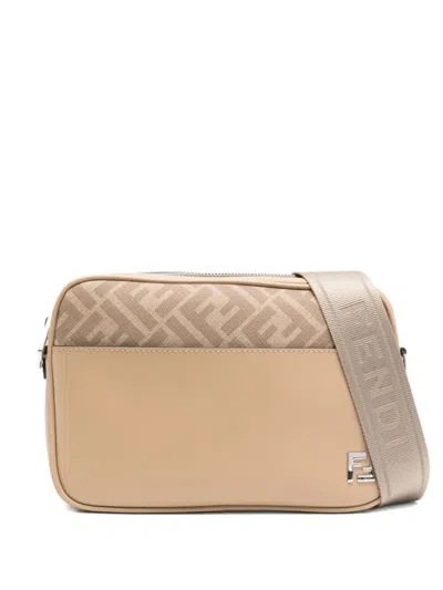 FENDI BEIGE SQUARED FF CROSSBODY BAG