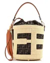 Fendi Beige Straw And Zucca Canvas Step Out Bucket Bag Medium (authentic Pre-  Loved) In Neutral