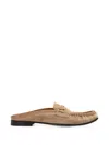 Fendi Suede Slides With Logo In Neutral
