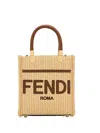 Fendi Mini Sunshine Straw Tote Bag In Beige