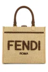 Fendi Small Raffia Sunshine Bag In Beige
