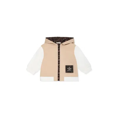 Fendi Beige Sweatshirt For Baby Boy With Ff