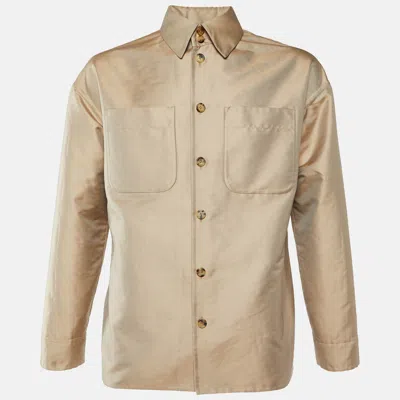 Pre-owned Fendi Beige Synthetic Button Front Coat M
