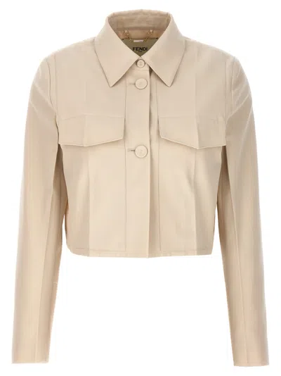 FENDI BEIGE TAILORED CROP JACKET