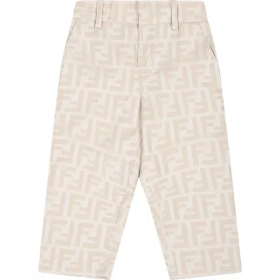 Fendi Babies' Beige Trousers For Bbay Boy With Double F