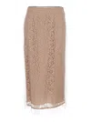 Fendi Beige Tube Skirt With All-over Floral Embroidery In Lace Woman In Multicolor