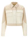 Fendi Ff Motif Denim Jacket In Beige