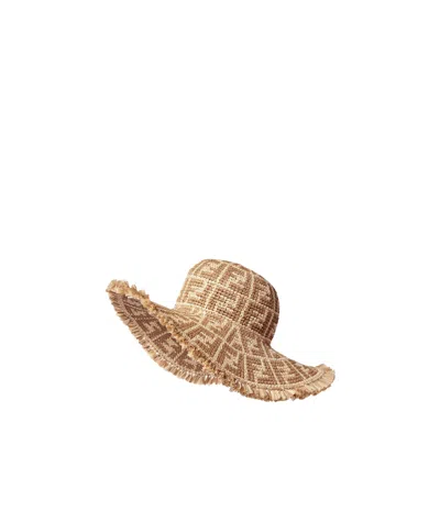 Fendi Beige Viscose Fibre Hat In Light Brown